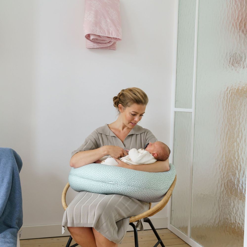Doomoo - Buddy Nursing Pillow - Green with Clouds
