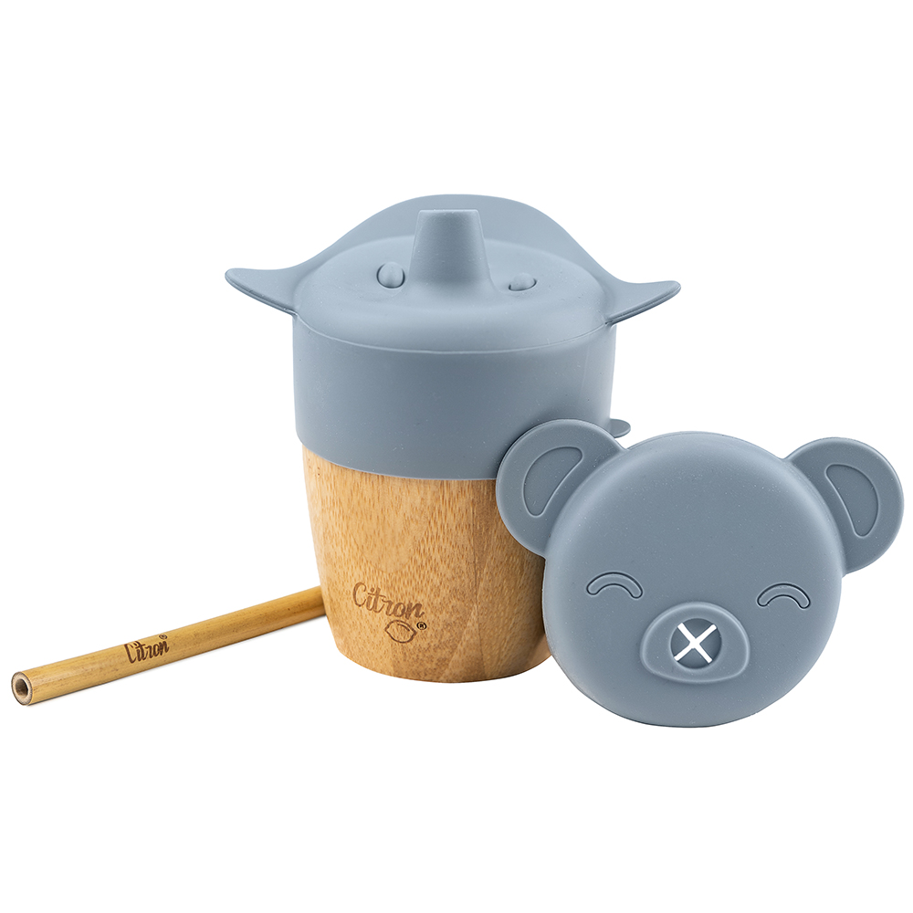 Citron - Organic Bamboo Cup with Lids - Dusty Blue - 180ml