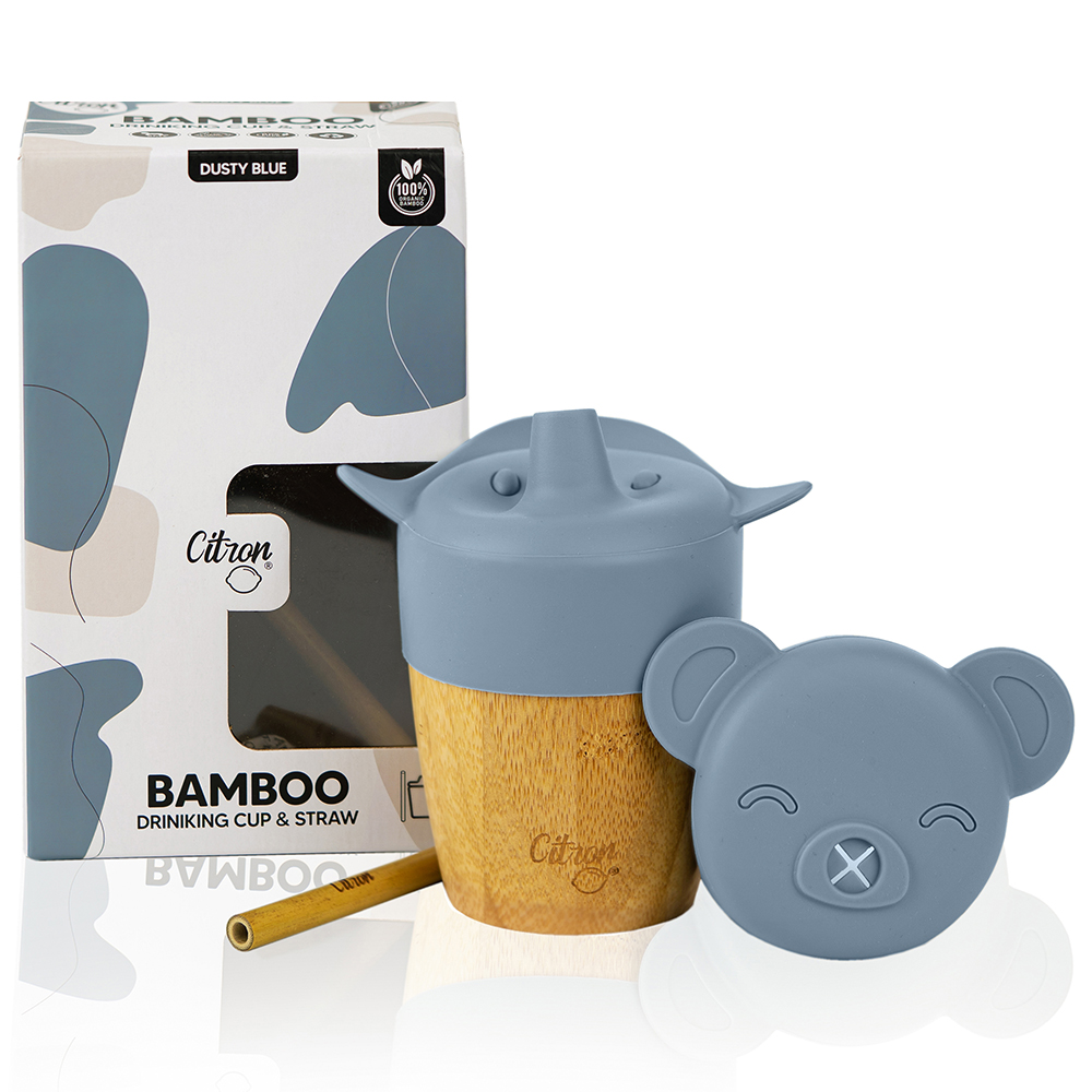 Citron - Organic Bamboo Cup with Lids - Dusty Blue - 180ml