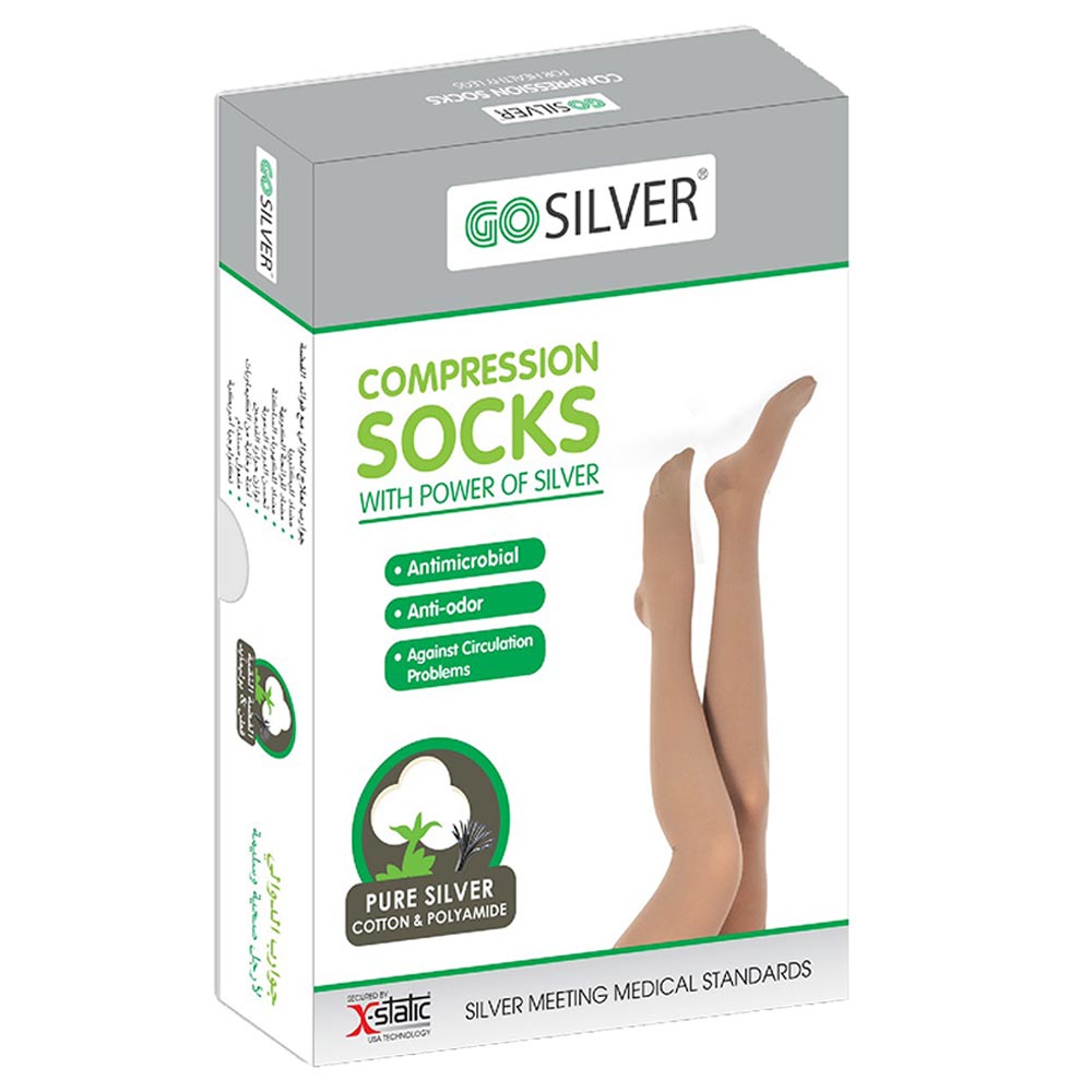 Go Silver - Full Length Closed Toe Socks Class 1 - Nude