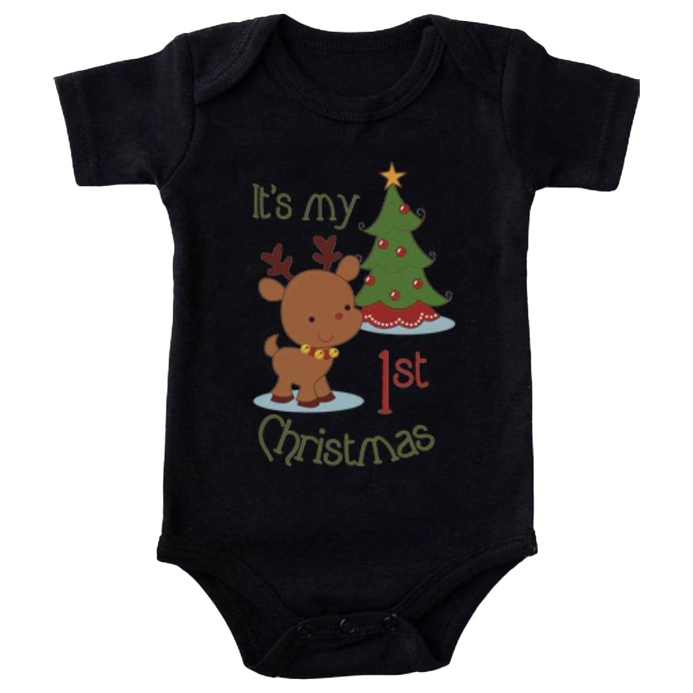 Matching Family My First Christmas Romper - Black
