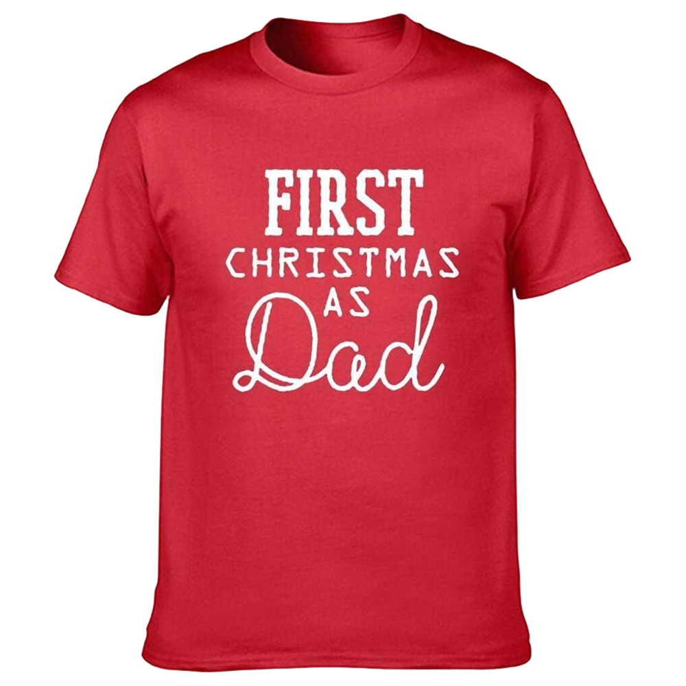 ماتشينغ فاميلي أوتفيتس - تي شيرت First Christmas As Dad - أحمر