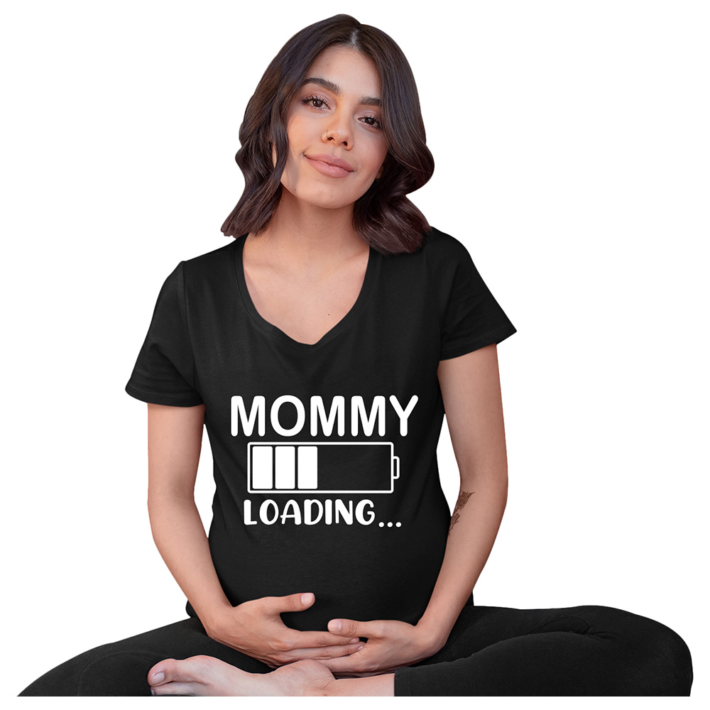Matching Family Outfits - Mommy "Loading.." T-Shirt - Black