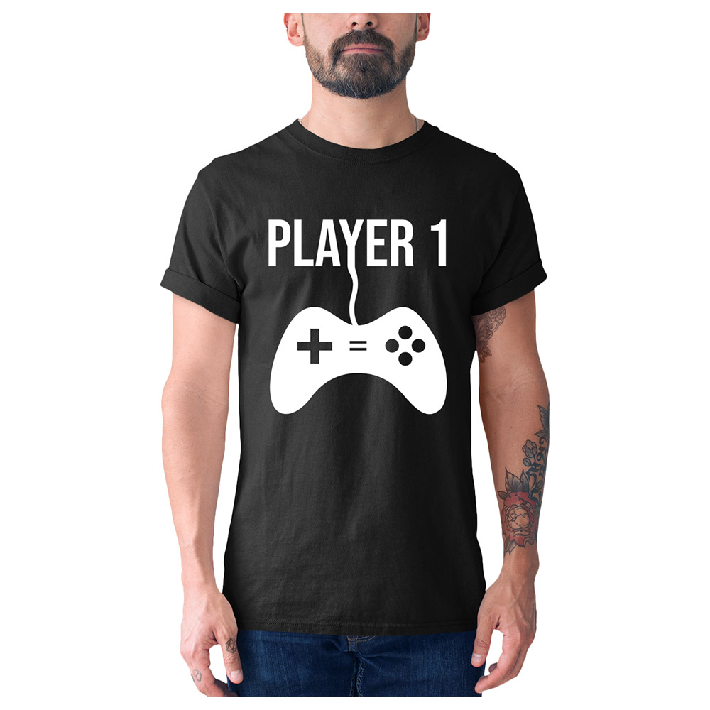Matching Family Outfits - Daddy "Player 1" T-Shirt - Black