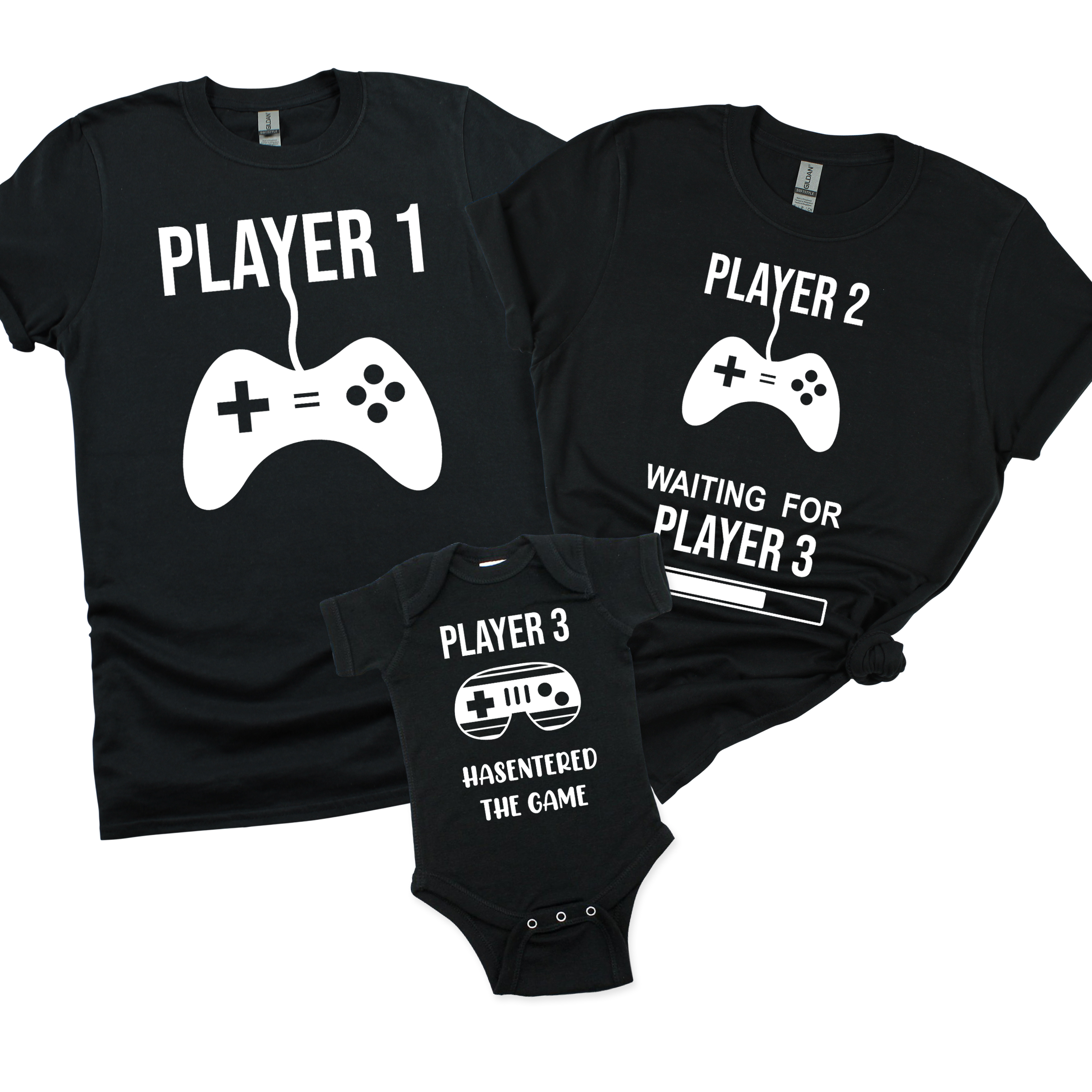 Matching Family Outfits - Daddy "Player 1" T-Shirt - Black