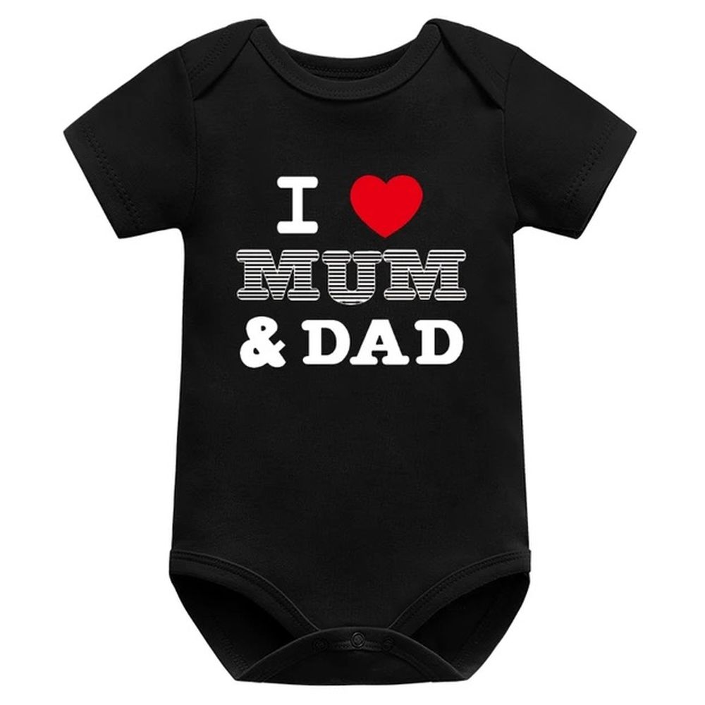 Matching Family Baby Bodysuit - White/Black - 4 Pcs