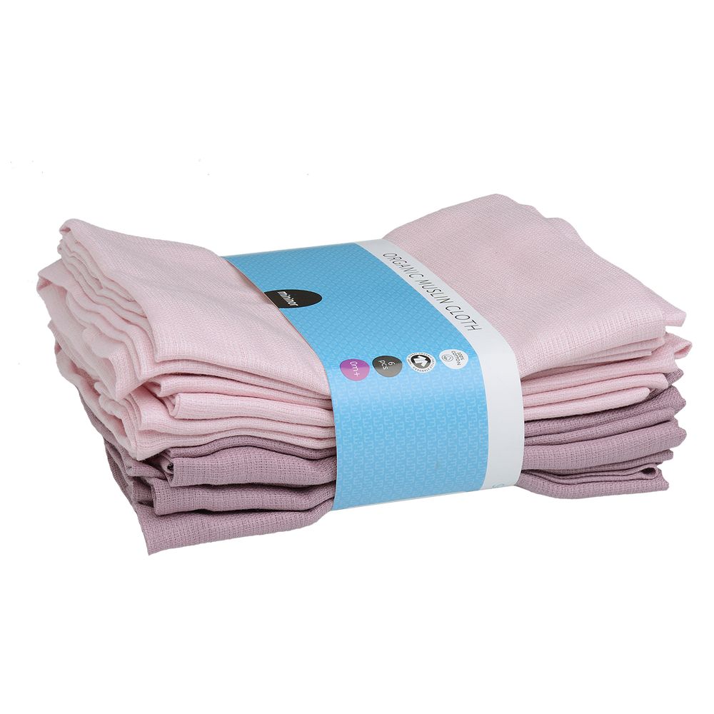 Mininor - Organic Muslin Towel - 6pcs - Rose/Heath Flower