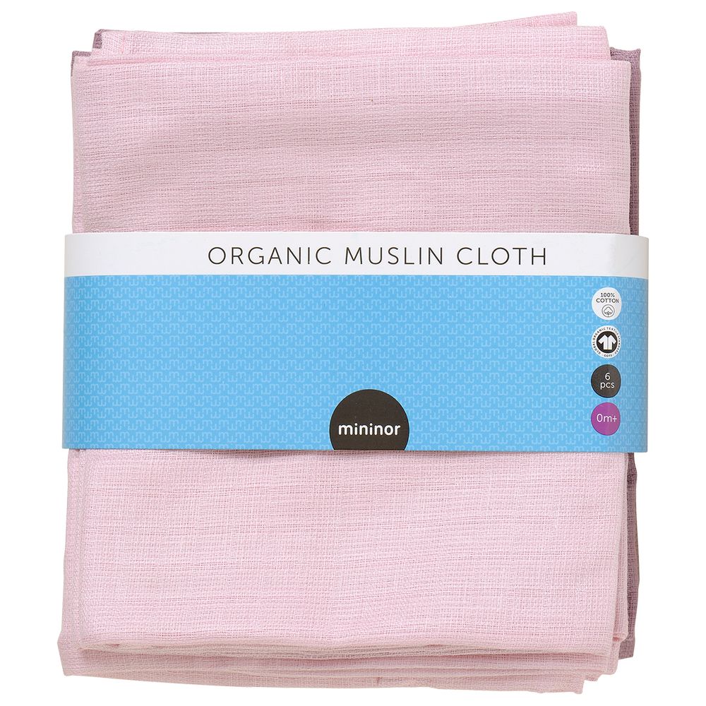 Mininor - Organic Muslin Towel - 6pcs - Rose/Heath Flower