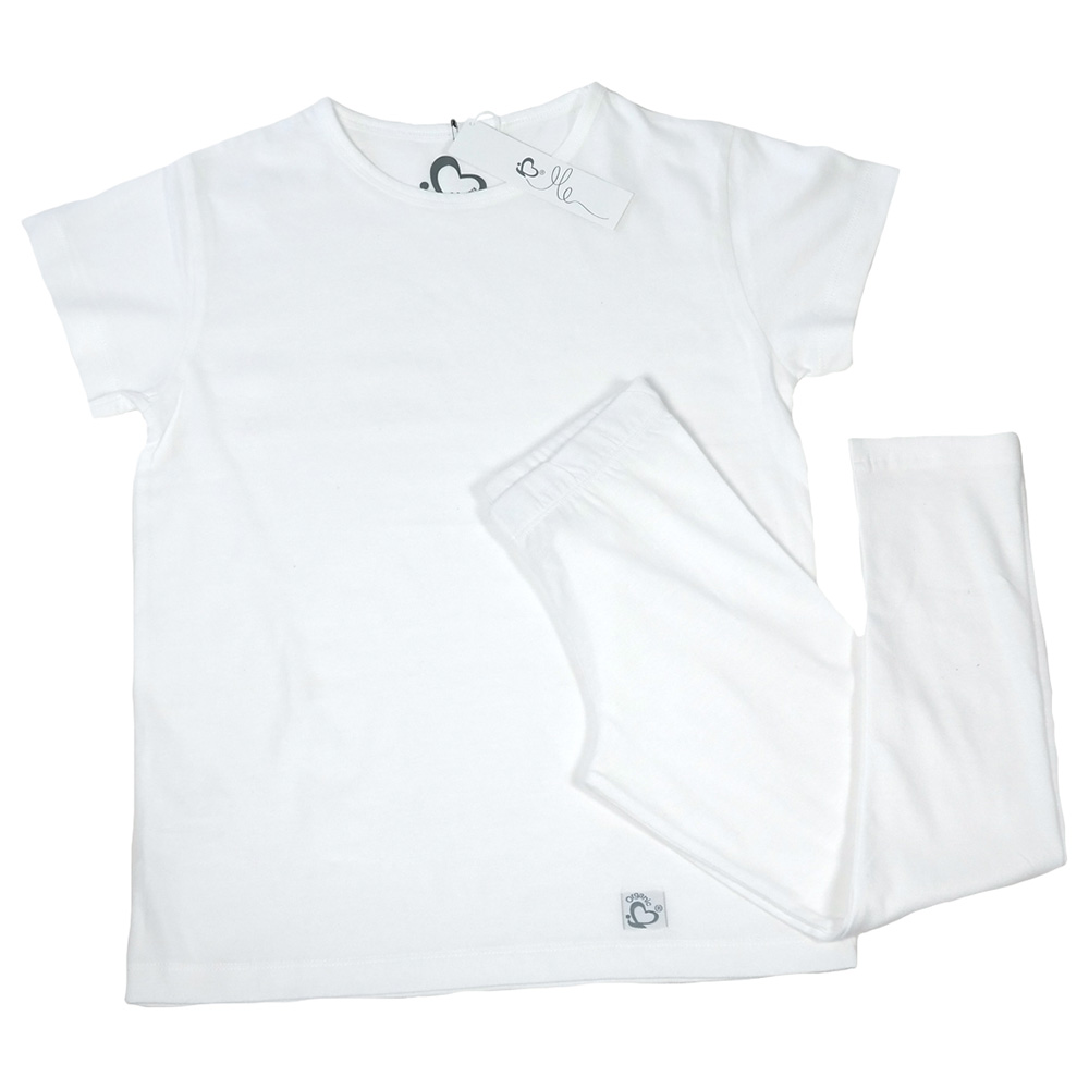 Me Organic Oversized T-Shirt & Bottoms Set - White