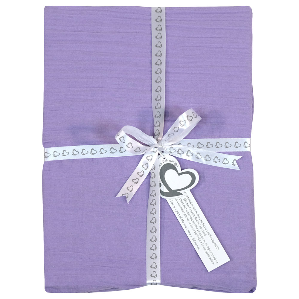 Me Organic Crinkle Muslin Fitted Crib Sheet - Purple