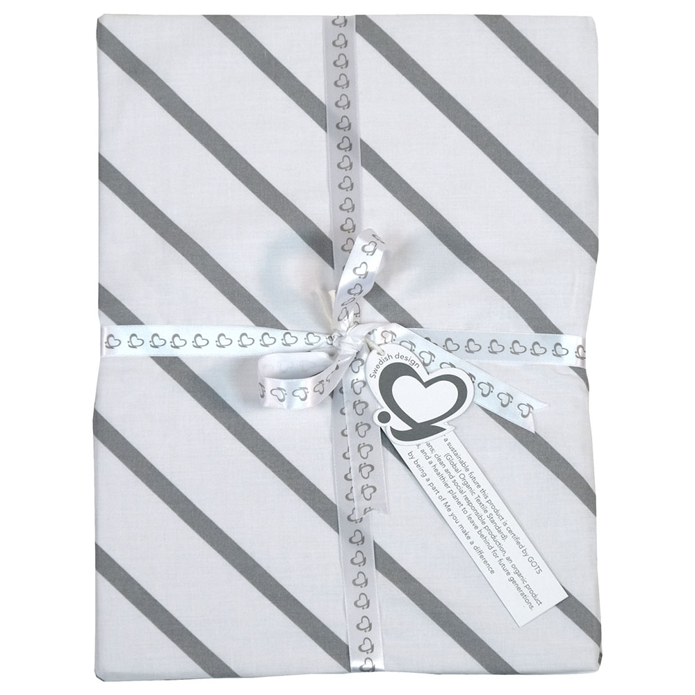 Me Organic Fitted Crib Sheet - Stripy Me - Grey