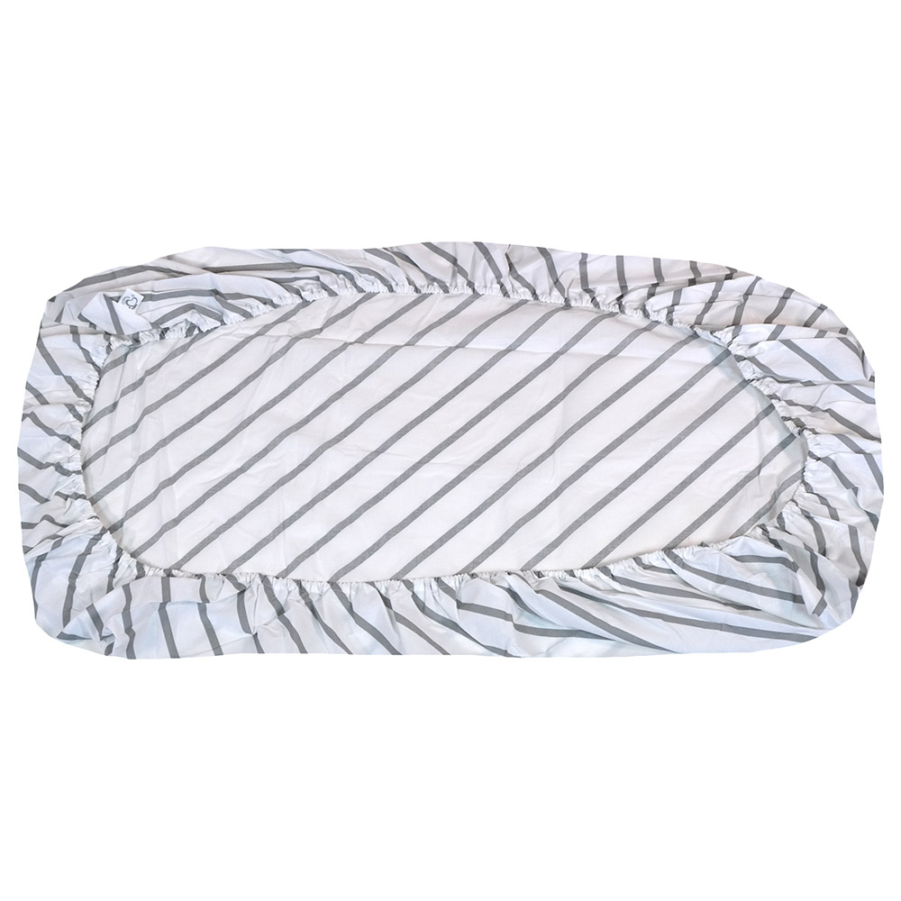 Me Organic Fitted Crib Sheet - Stripy Me - Grey
