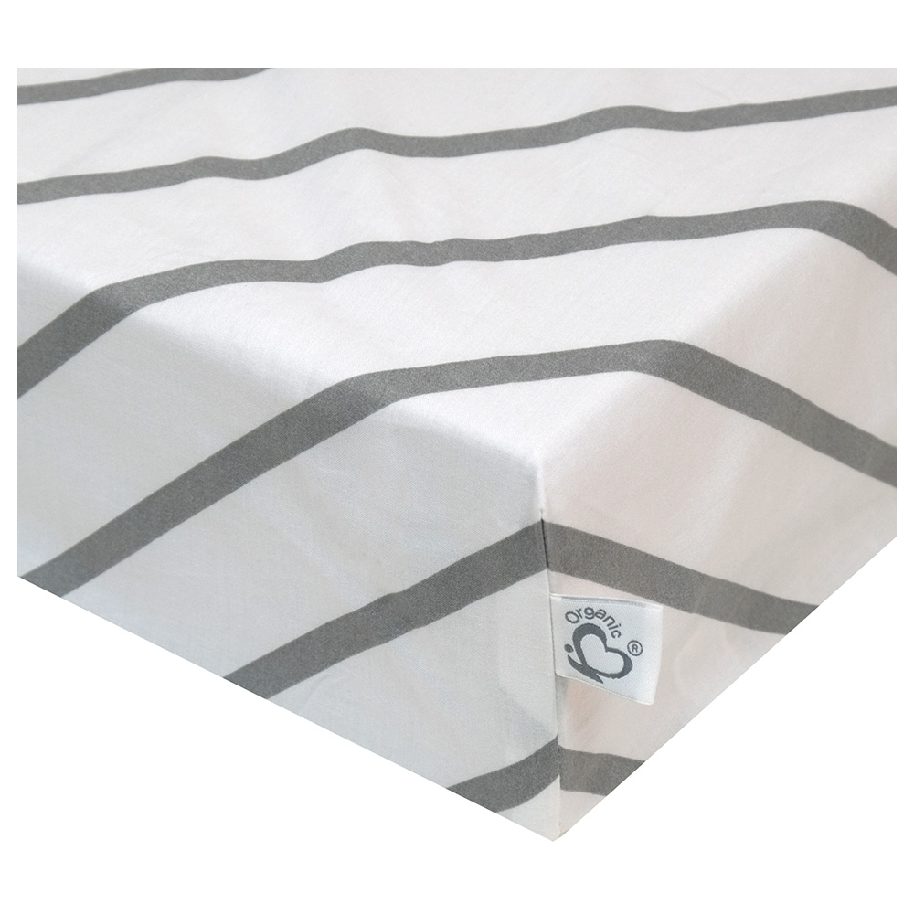 Me Organic Fitted Crib Sheet - Stripy Me - Grey