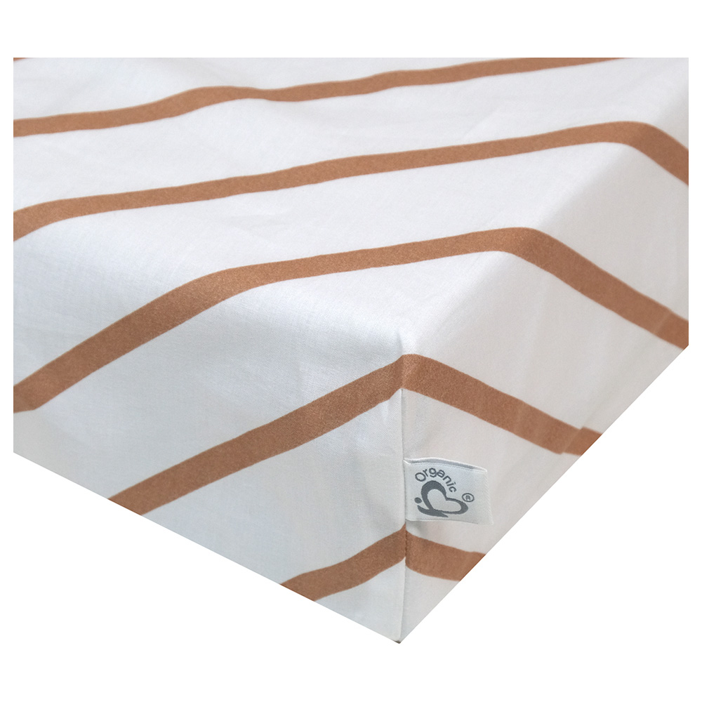 Me Organic Fitted Baby Sheet - Stripy Me - Mocca
