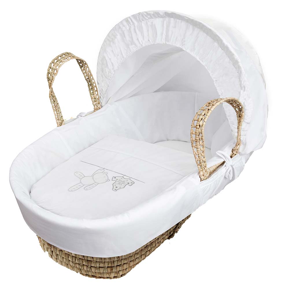 Kinder Valley Teddy Wash Day Palm Moses Basket - White