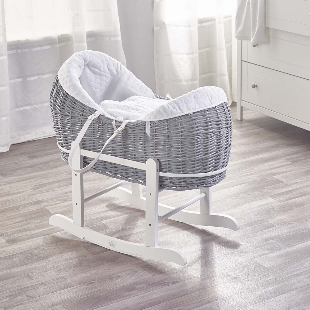 Kinder Valley White Honeycomb Grey Pod Moses Basket