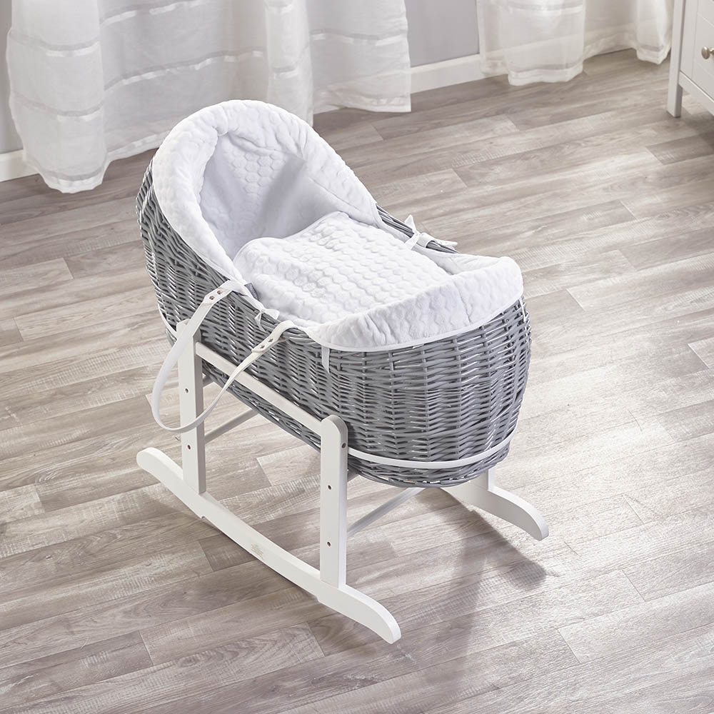 Kinder Valley White Honeycomb Grey Pod Moses Basket