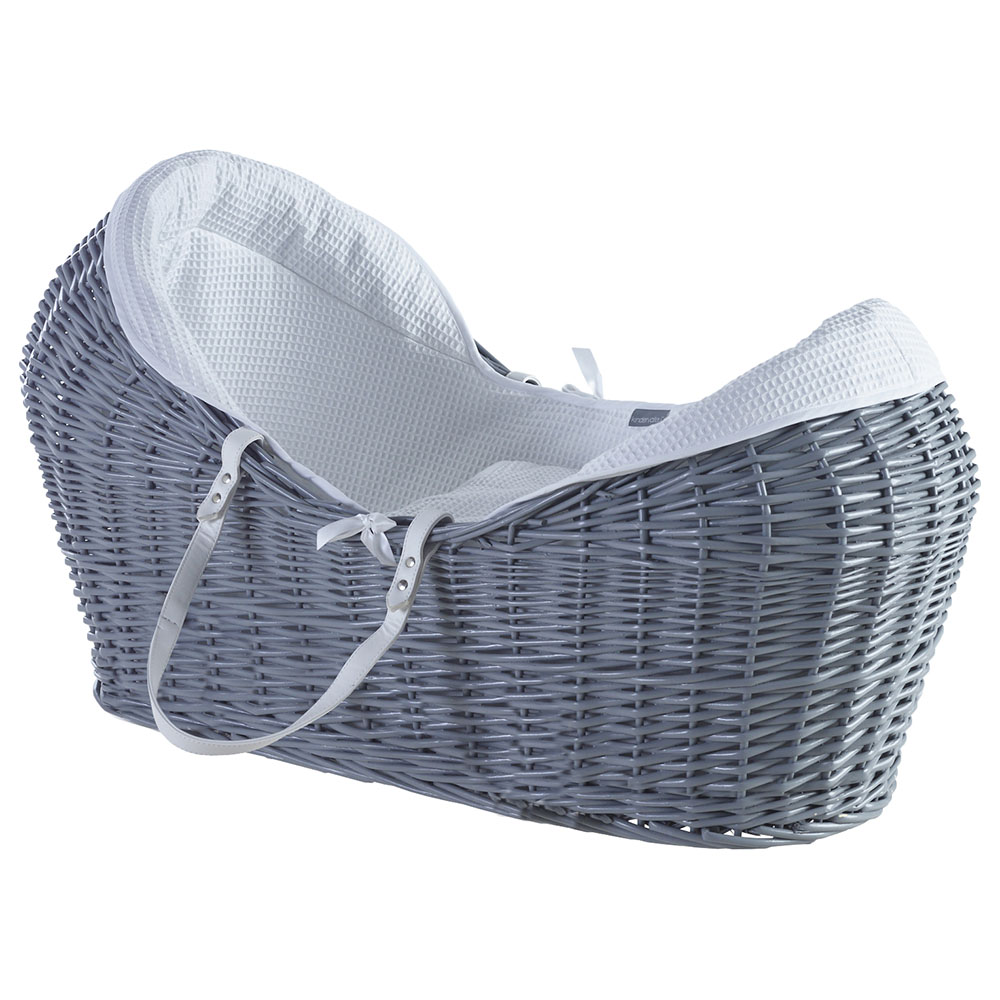 Kinder Valley White Waffle Grey Pod Moses Basket