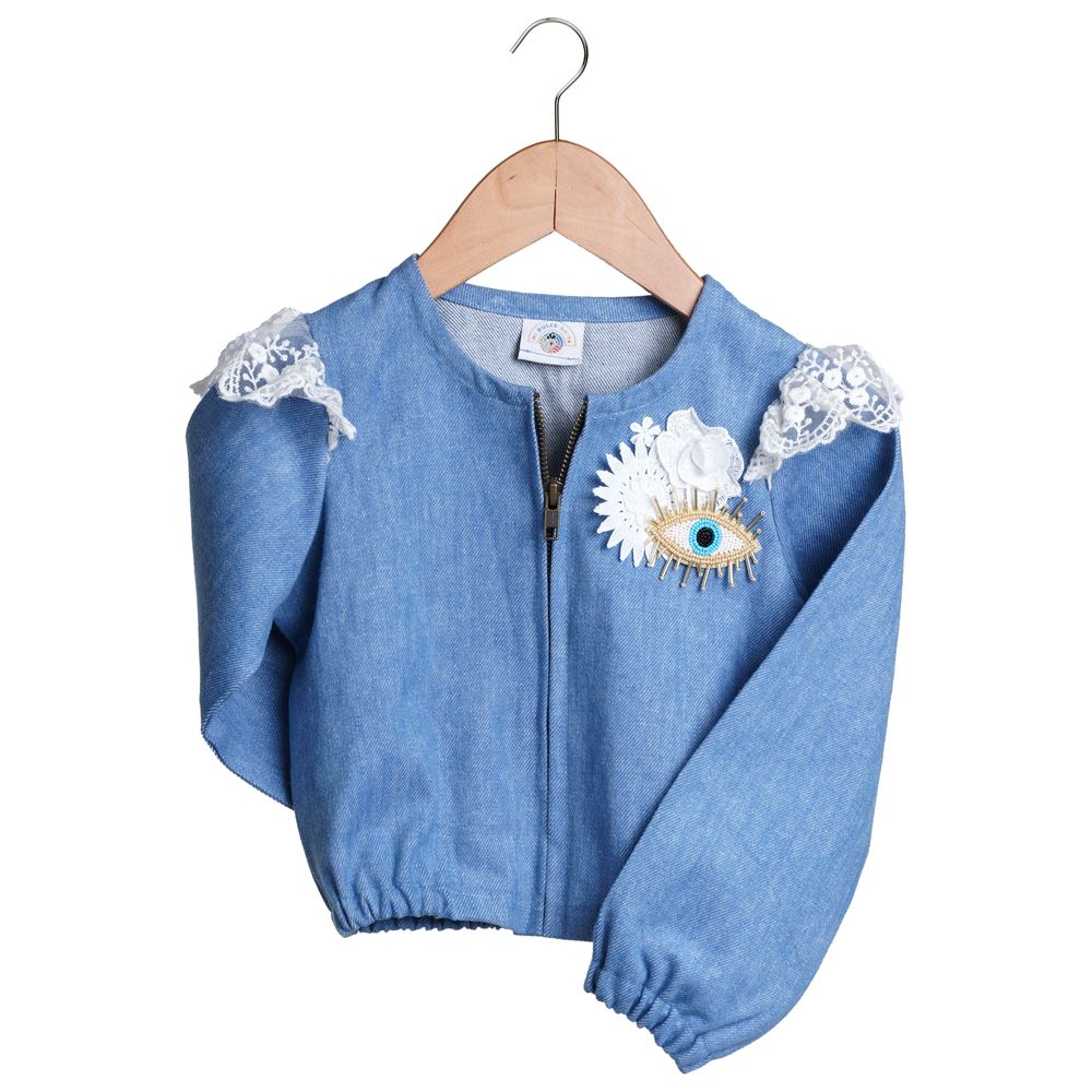 Mi Dulce An'ya Customized Lace Jacket for Girls - Denim