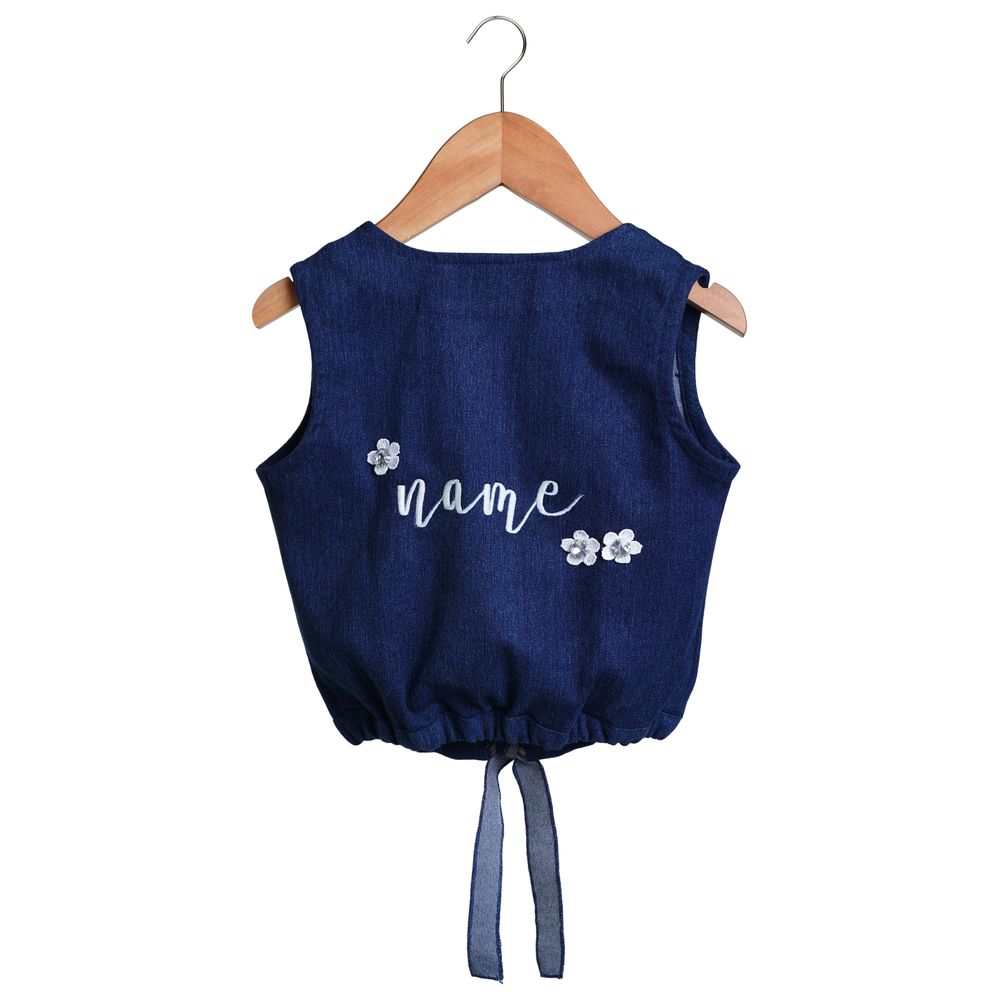 Mi Dulce An'ya Customized Sleeveless Lace Jacket for Girls - Denim