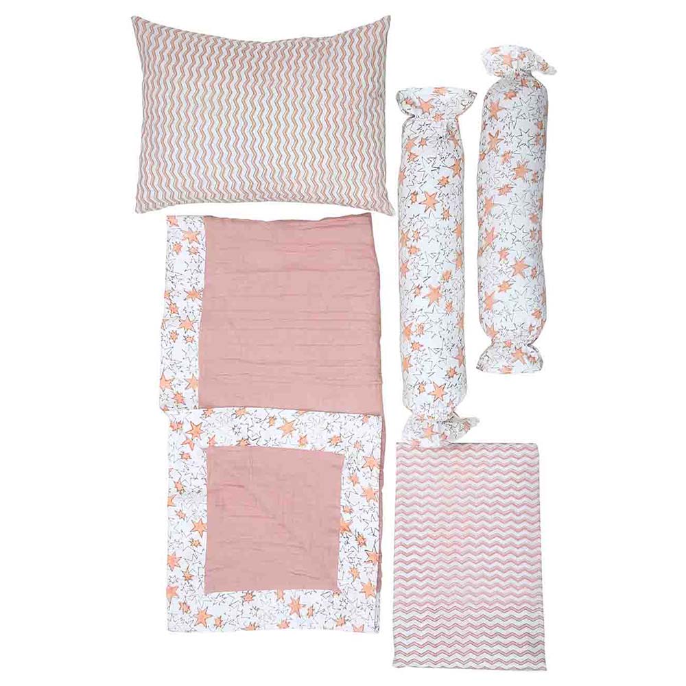 Mi Dulce An'ya - Organic Starry Cot Bedding Set - Pink