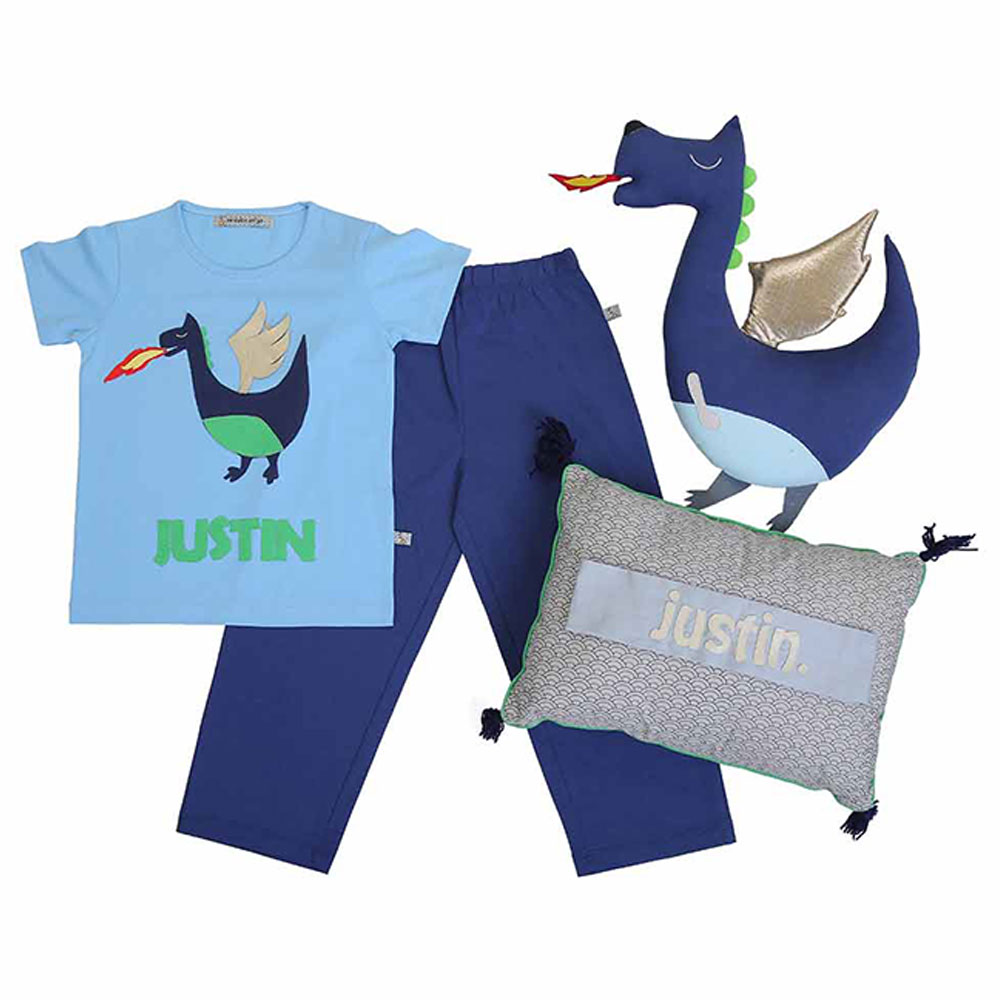 Mi Dulce An'ya Boys' Dragon Customized Pyjama & Cushion Set