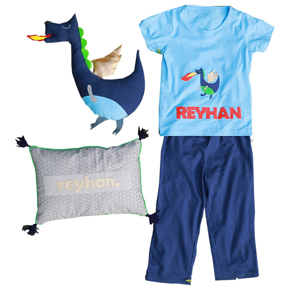 Mi Dulce An'ya Boys' Dragon Customized Pyjama & Cushion Set