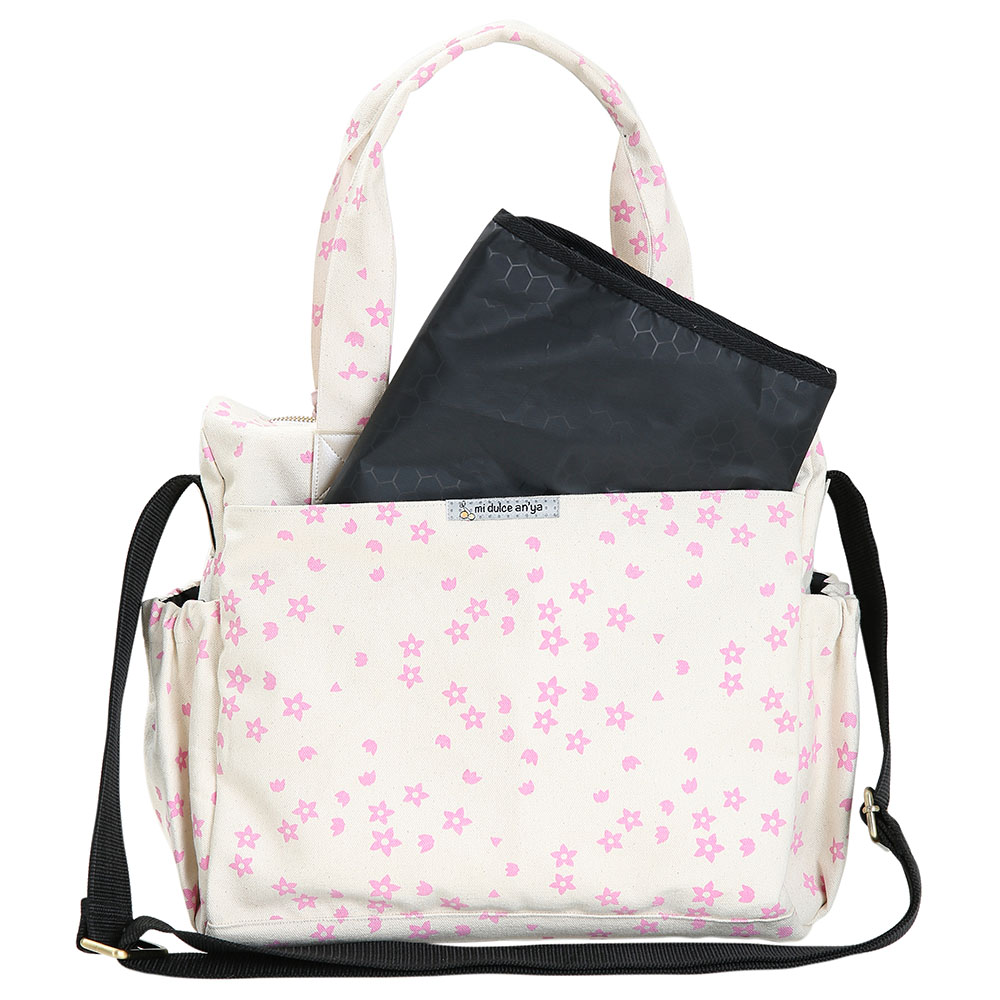 Mi Dulce An'ya - Organic Printed Flamingo Diaper Bag - Pink