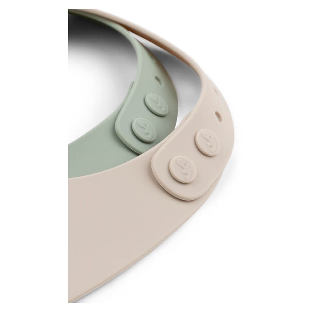 Done By Deer - Silicone Bib Lalee - Pack Of 2 - Sand/Green