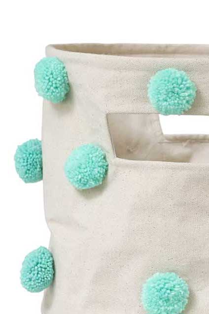 Mi Dulce An'ya Round Storage Basket With Pompom - Mint