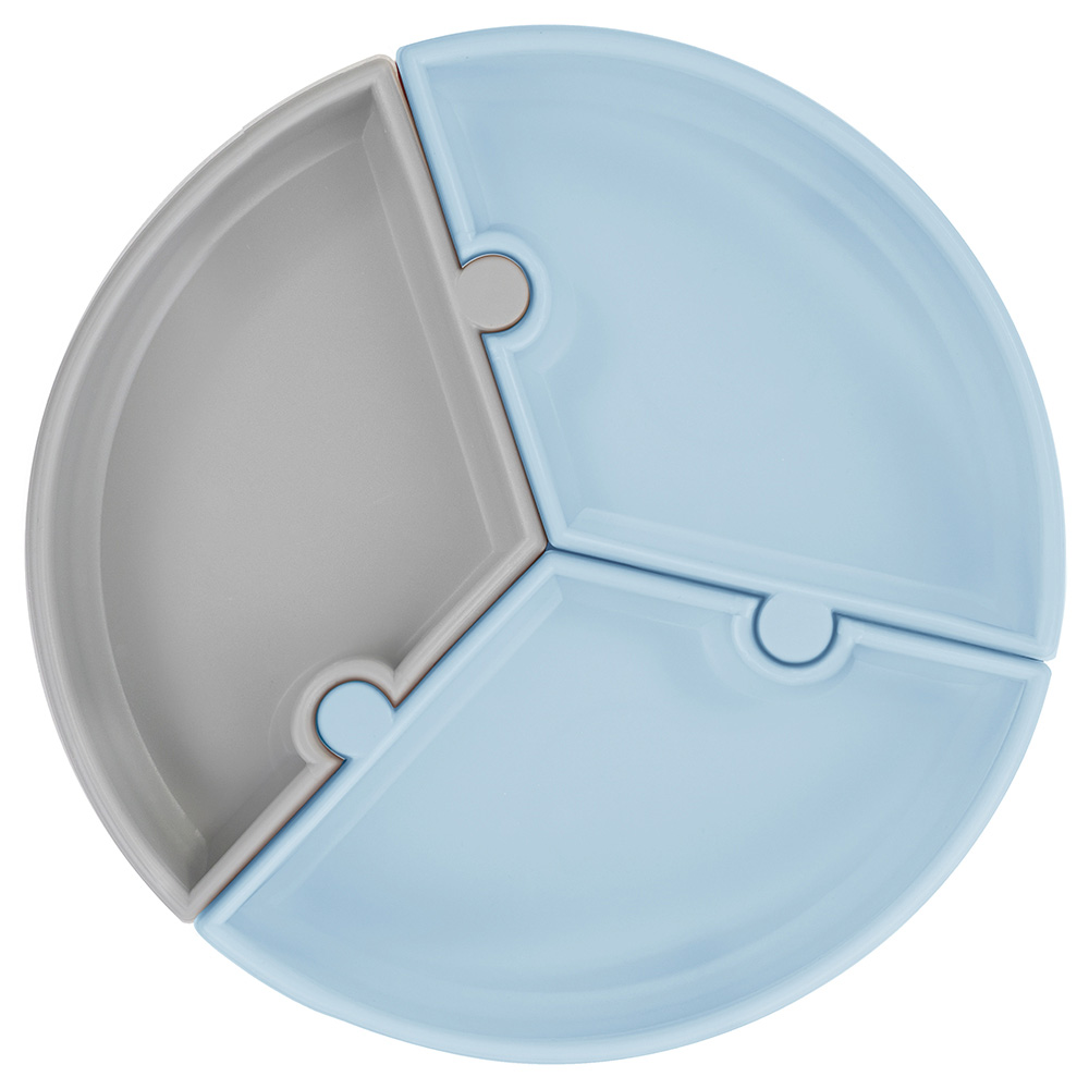 Minikoioi Puzzle Plate - Mineral Blue/Powder Grey