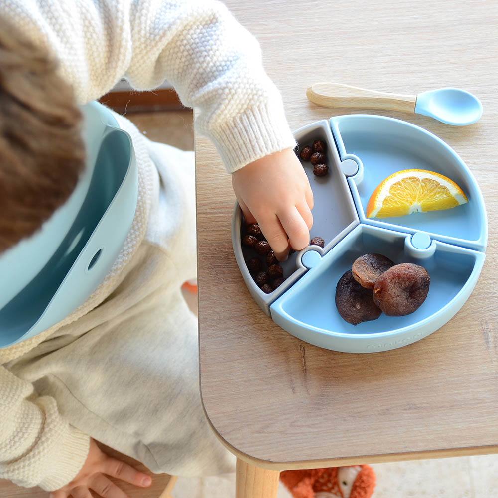 Minikoioi Puzzle Plate - Mineral Blue/Powder Grey