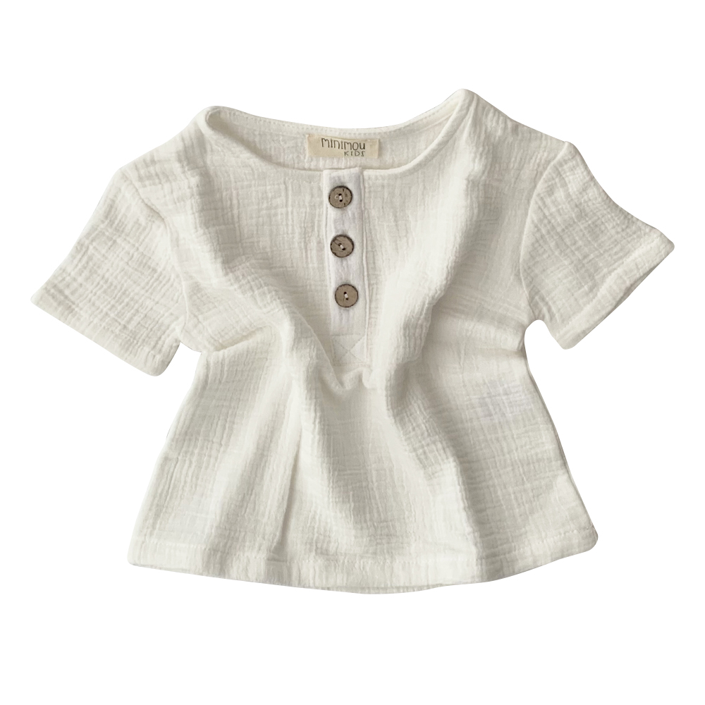 Minimou Kids Boy Cotton T-Shirt - White