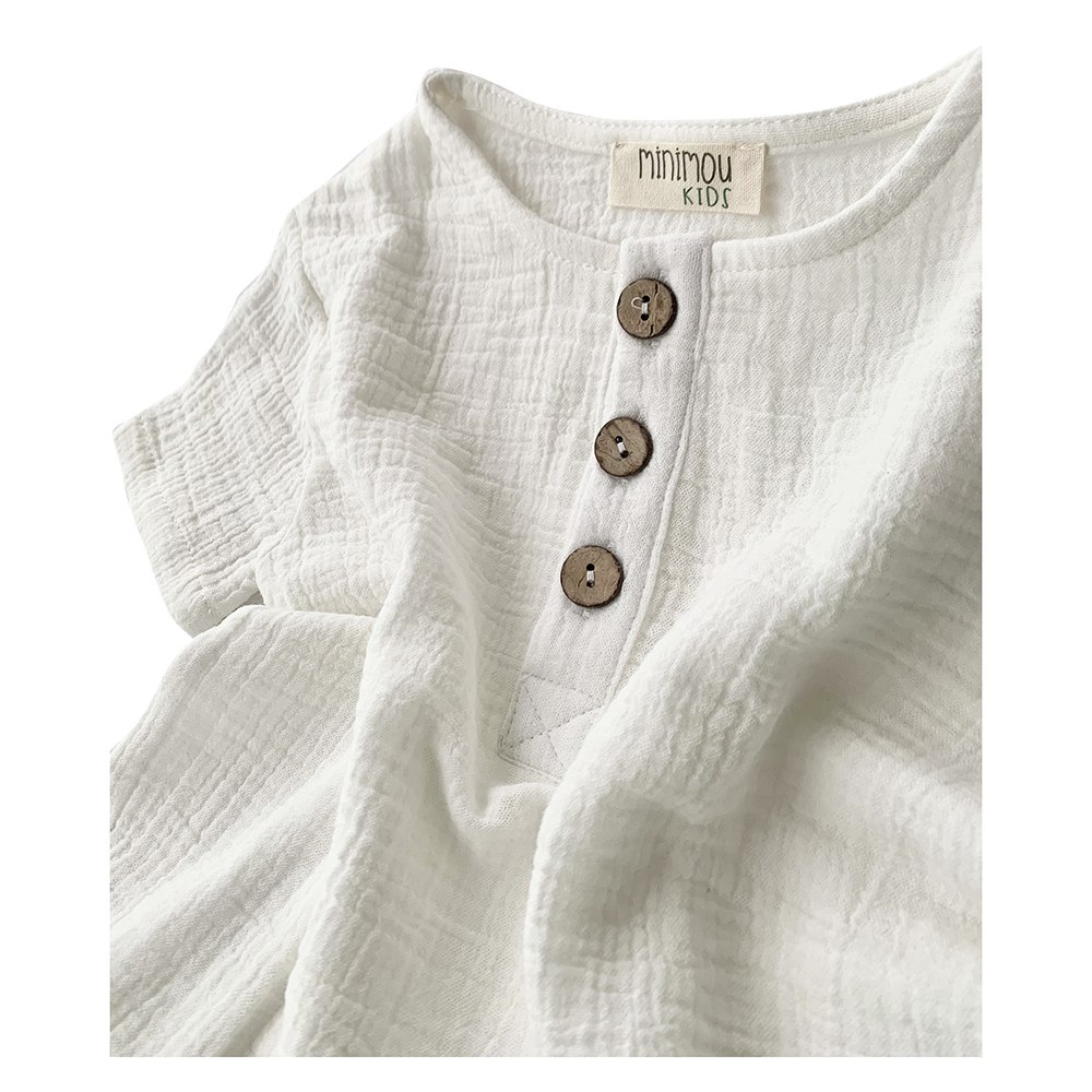 Minimou Kids Boy Cotton T-Shirt - White