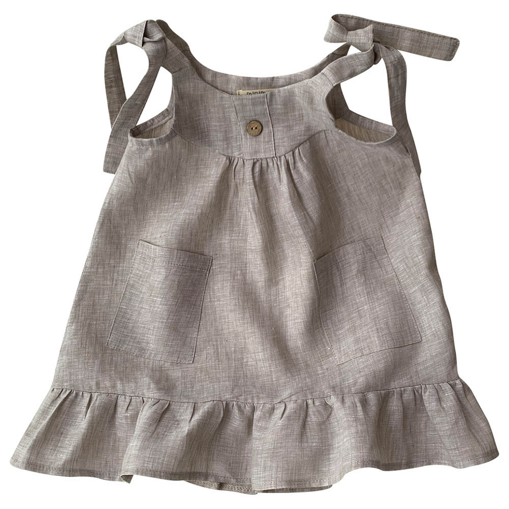 Minimou Kids Linen Dress - Beige