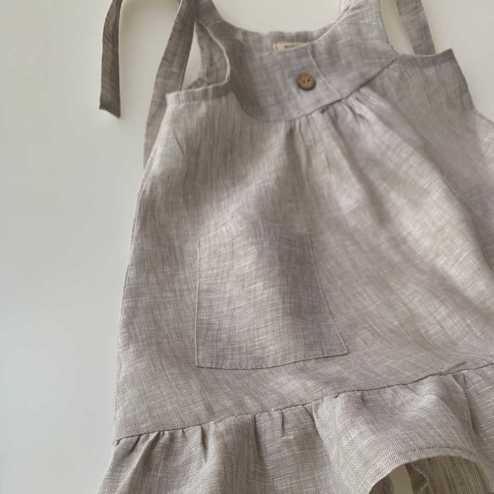 Minimou Kids Linen Dress - Beige
