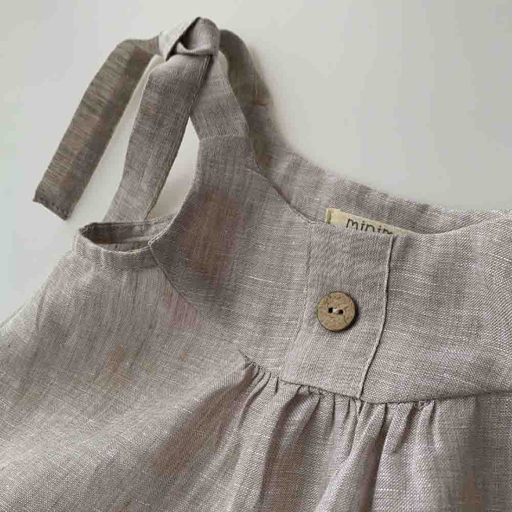 Minimou Kids Linen Dress - Beige