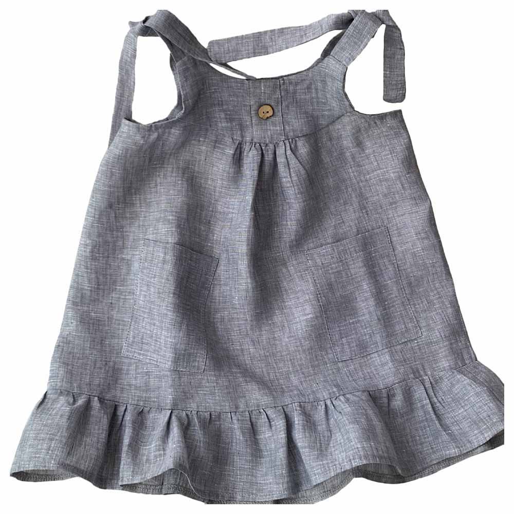 Minimou Kids Linen Dress - Indigo