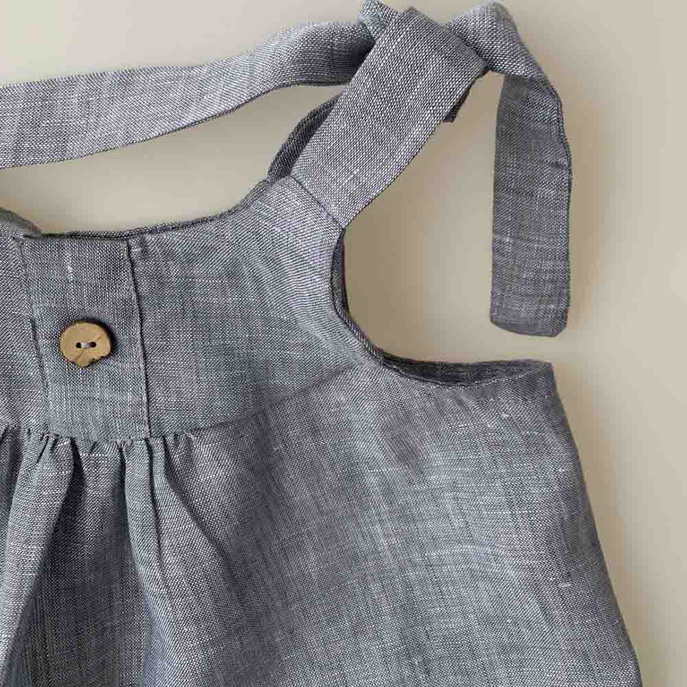 Minimou Kids Linen Dress - Indigo