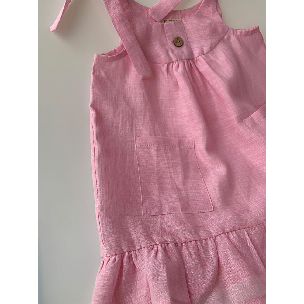 Minimou Kids Linen Dress - Pink