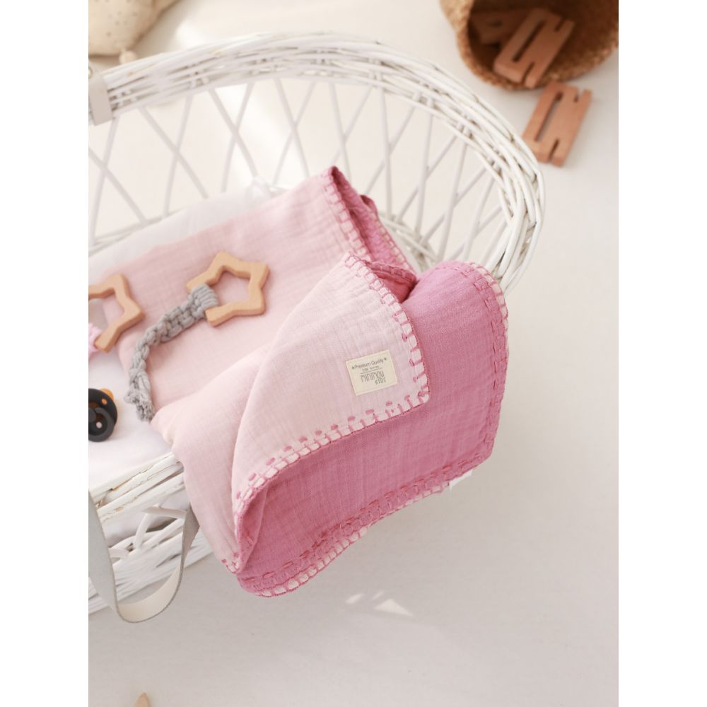 Minimou Kids - Double Face Blanket - Light Pink & Pink
