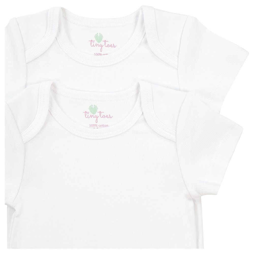 Tiny Toes - 100% Cotton Pack of 2 Short Sleeve Bodysuit - White