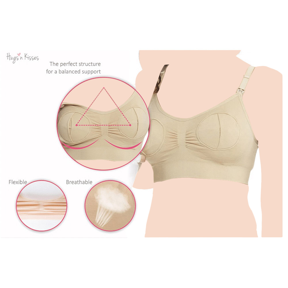 Spectra - Hugs'N Kisses Hands-Free Pumping/Nursing Bra Only - Latte