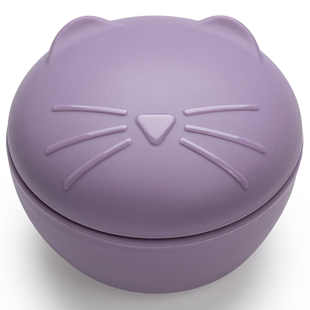 Melii Silicone Bowl with Lid - Cat - 350ml - Purple