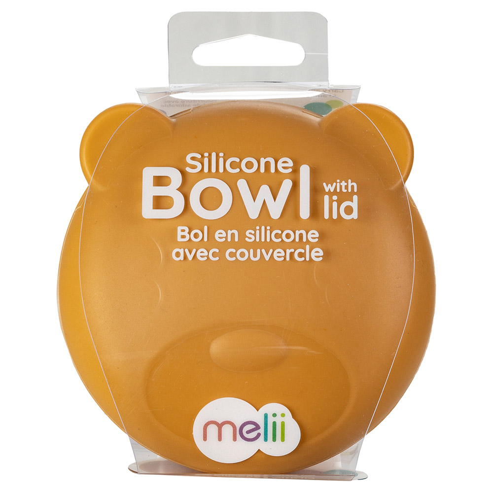 Melii Silicone Bowl with Lid - Bear - 350ml - Brown