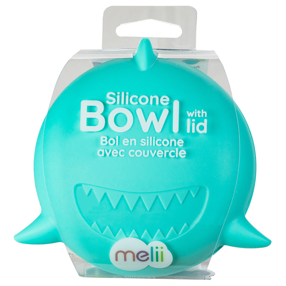 Melii Silicone Bowl with Lid - Shark - 350ml - Turquoise