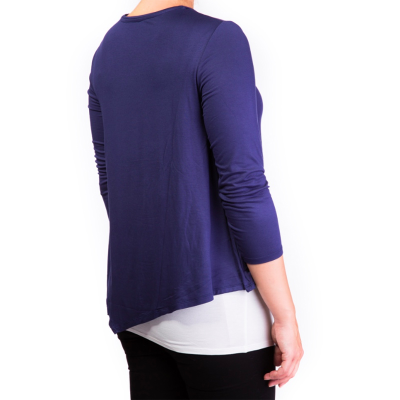 Mama Basics - Maternity & Nursing Top - Navy & Cream