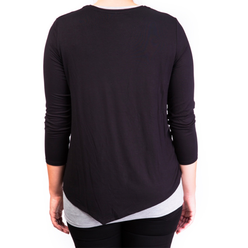 Mama Basics - Maternity & Nursing Top - Black & Grey
