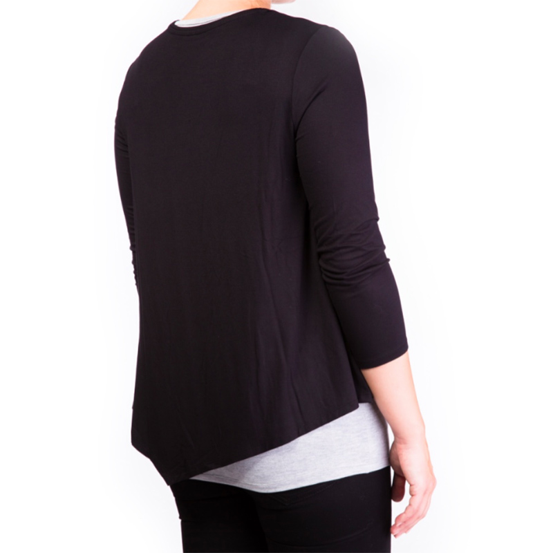 Mama Basics - Maternity & Nursing Top - Black & Grey