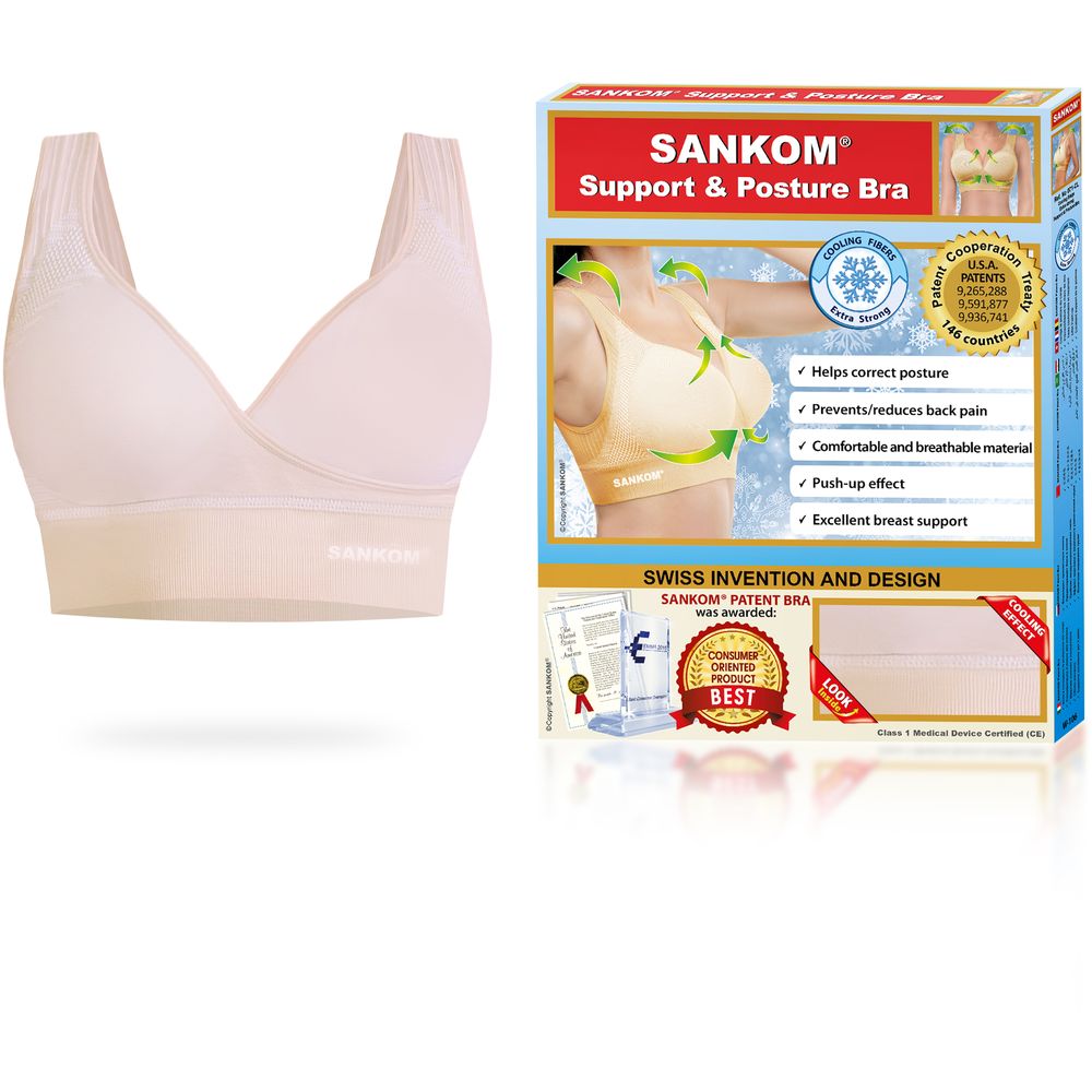 Sankom - Patent Premium Bra with Lace - Beige